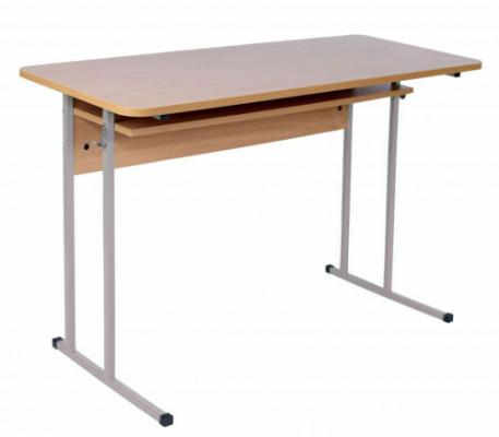 Стіл учнівський 2-місний з полицею, ростова група № 6, 1200х500х760 мм., каркас - квадратна труба, стільниця з заокругленими кутами,АНШАР ГРУП (0148)